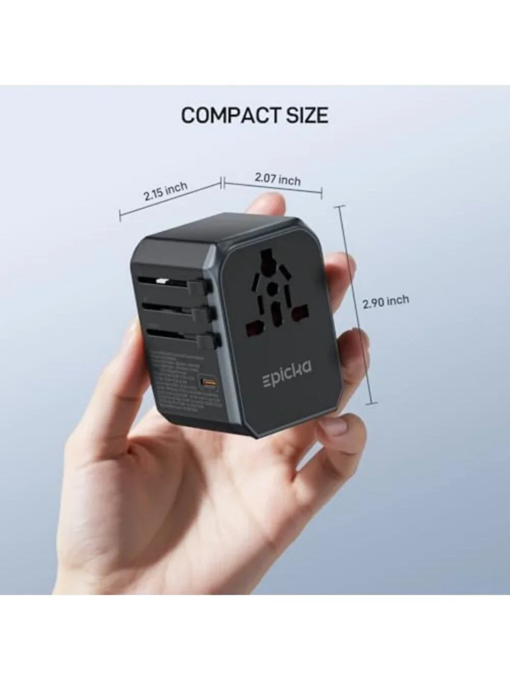 Universal 45W Travel Adapter with PD & QC, 1 AC Port, 4 USB-C & 1 USB-A Ports